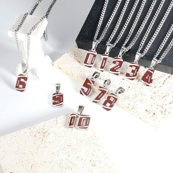 Football Number Necklace "#39 Stainless Steel (4134) - Picture 4 of 6